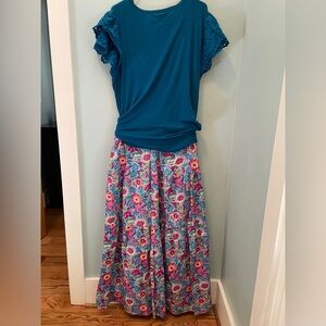 Summer cotton long flowered skirt and shirt.
